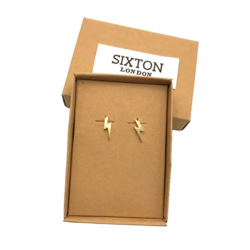 Golden Lightning Bolt Earrings by Sixton London